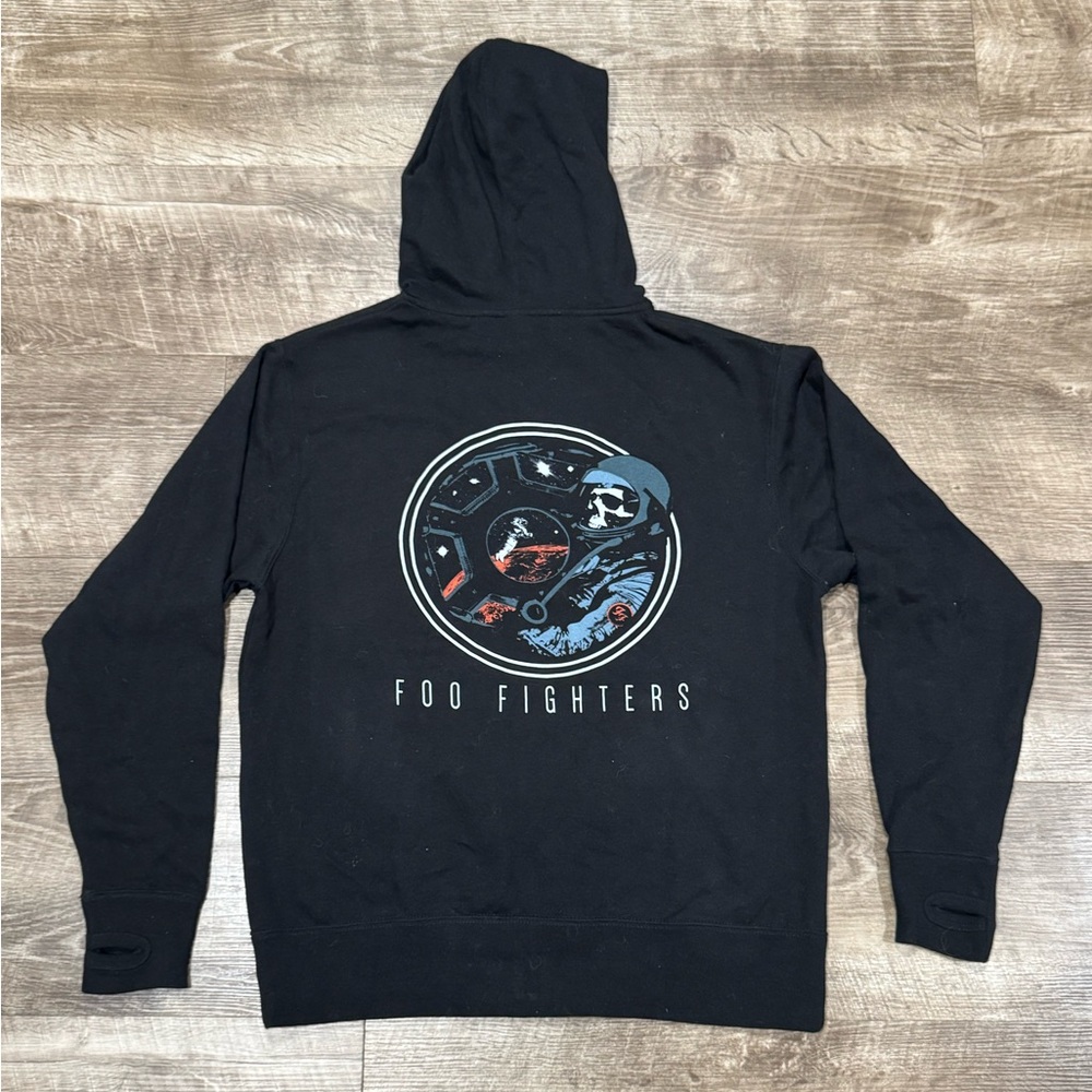 Rare Foo Fighters Astronaut black full zip up sweater size M 100% cotton black